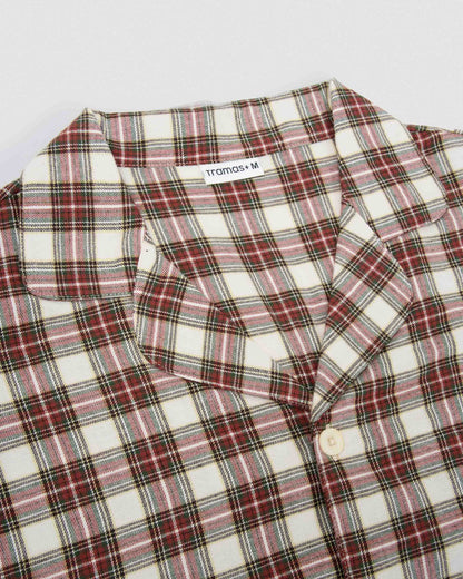 Pijama hombre camisero franela cuadro vara burdeos