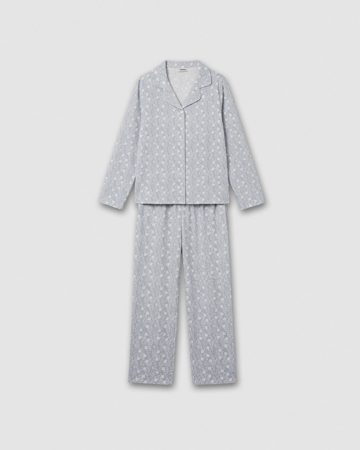 Pijama camisero franela algodón essenza azul grisáceo