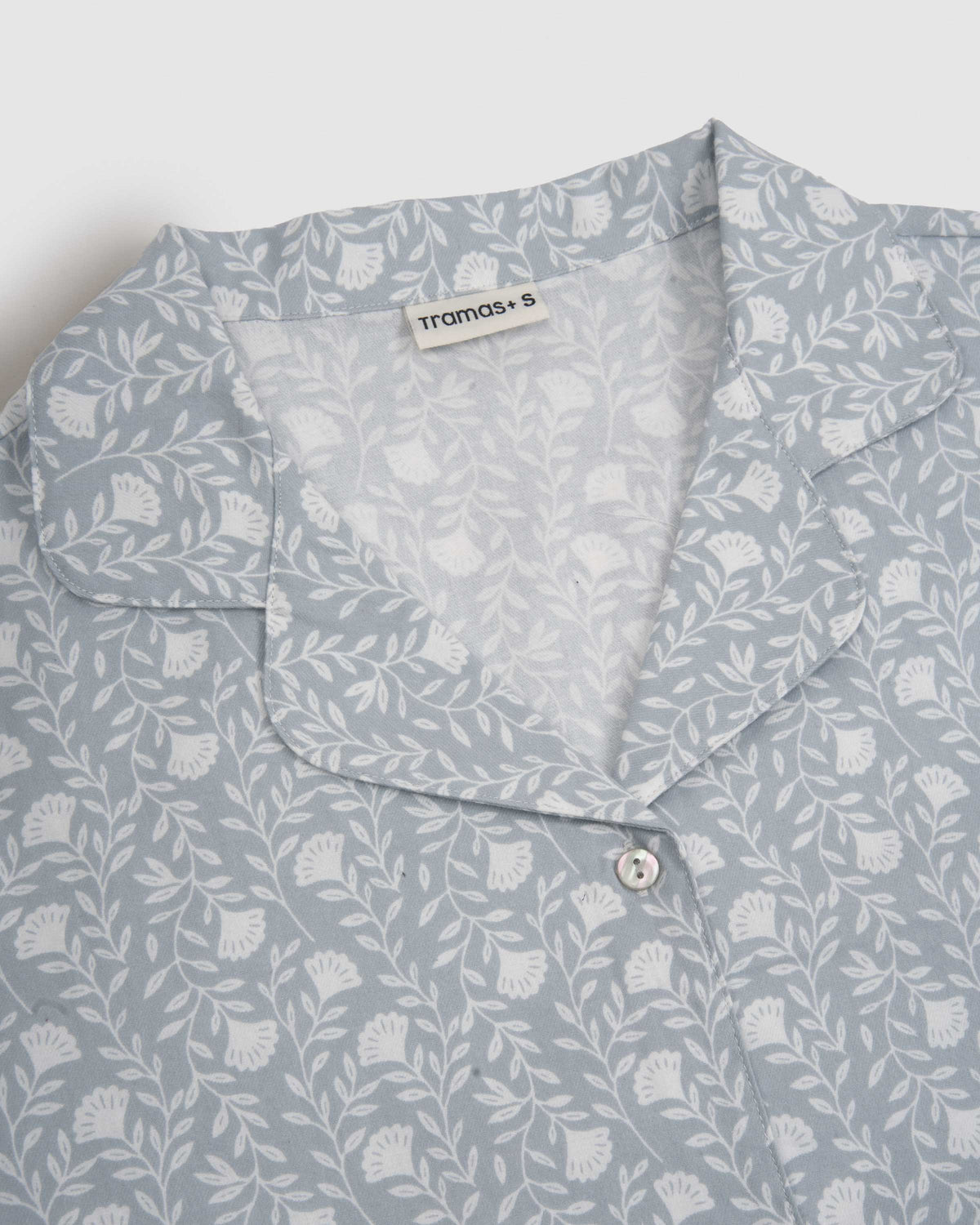Pijama camisero franela algodón essenza azul grisáceo