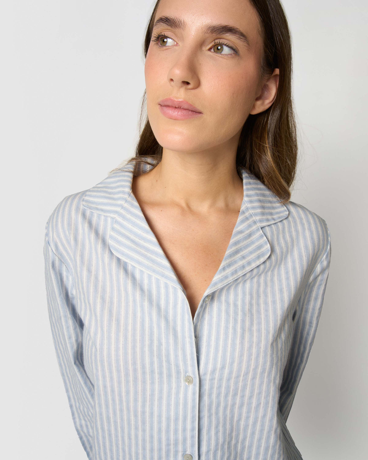 Pijama camisero franela algodón raya ferdinand celeste