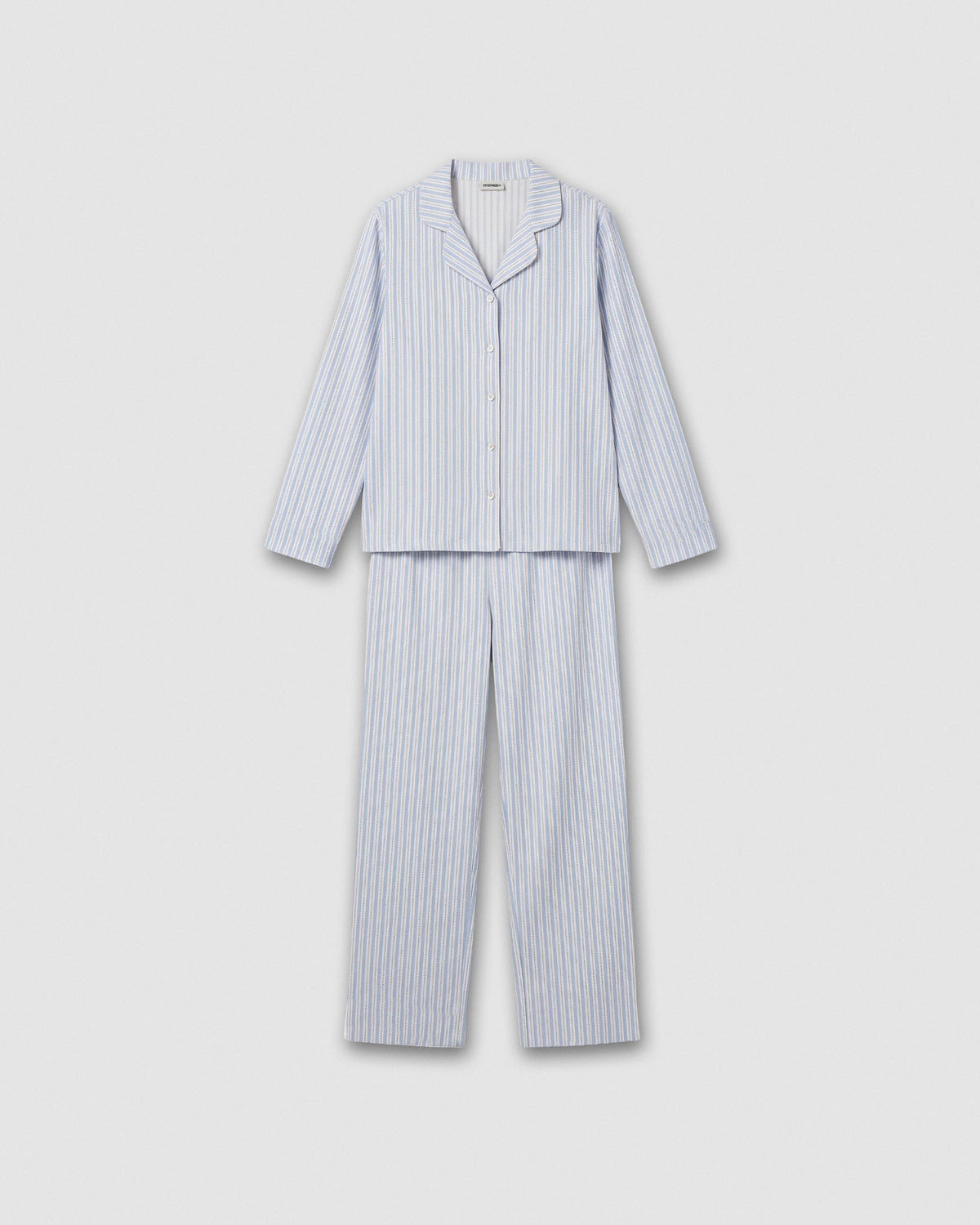 Pijama camisero franela algodón raya ferdinand celeste