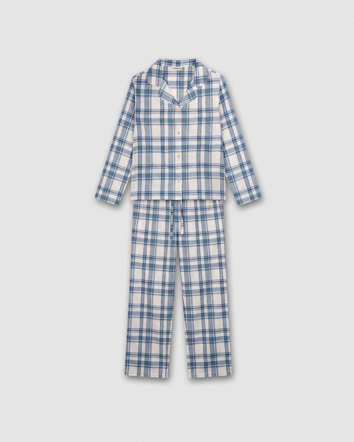Pijama camisero franela cuadro ovra índigo