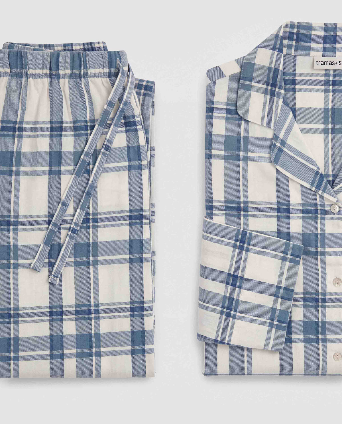 Pijama camisero franela cuadro ovra índigo