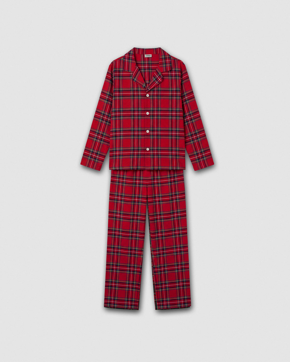Pijama mujer camisero franela cuadro nicolás rojo