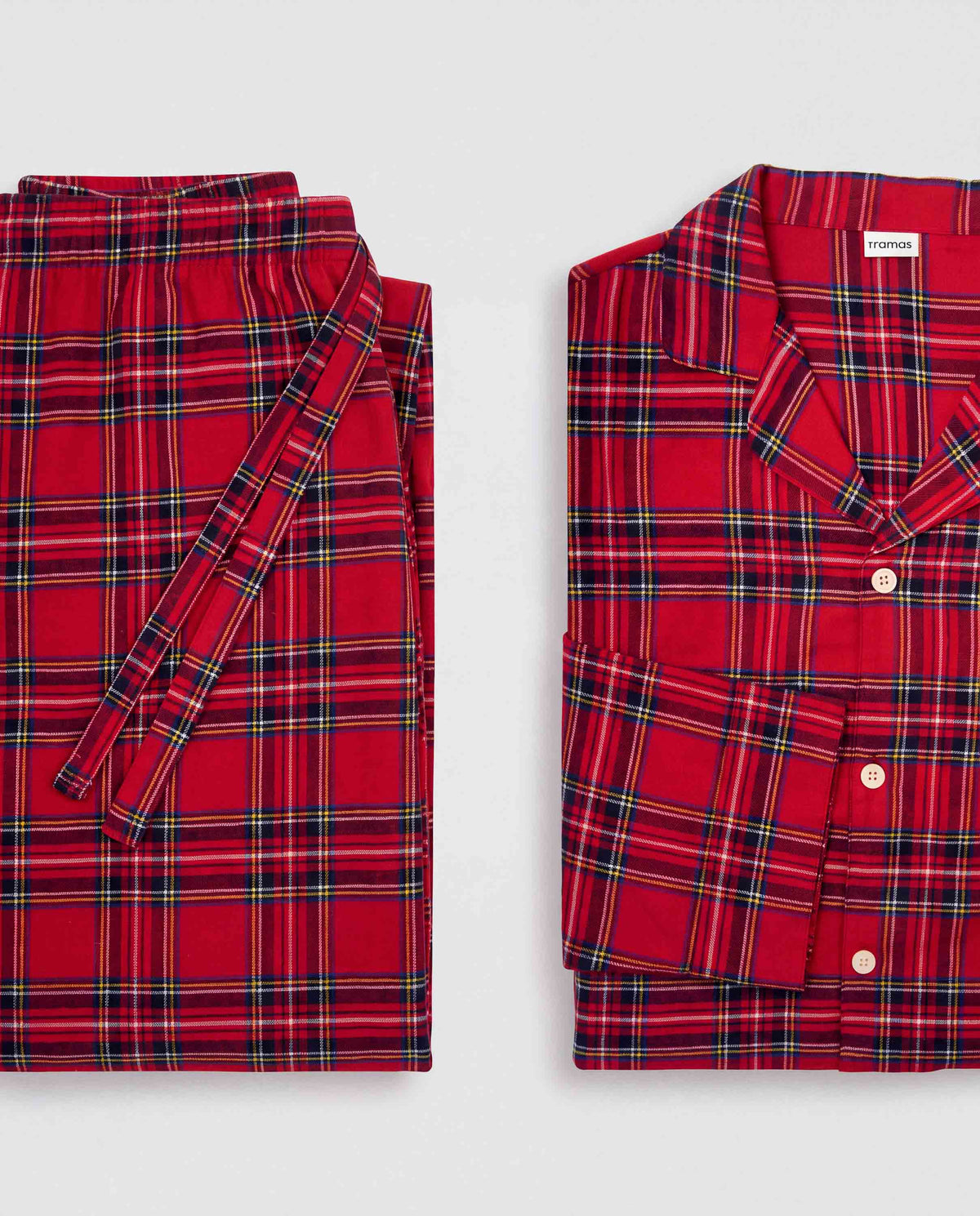 Pijama mujer camisero franela cuadro nicolás rojo