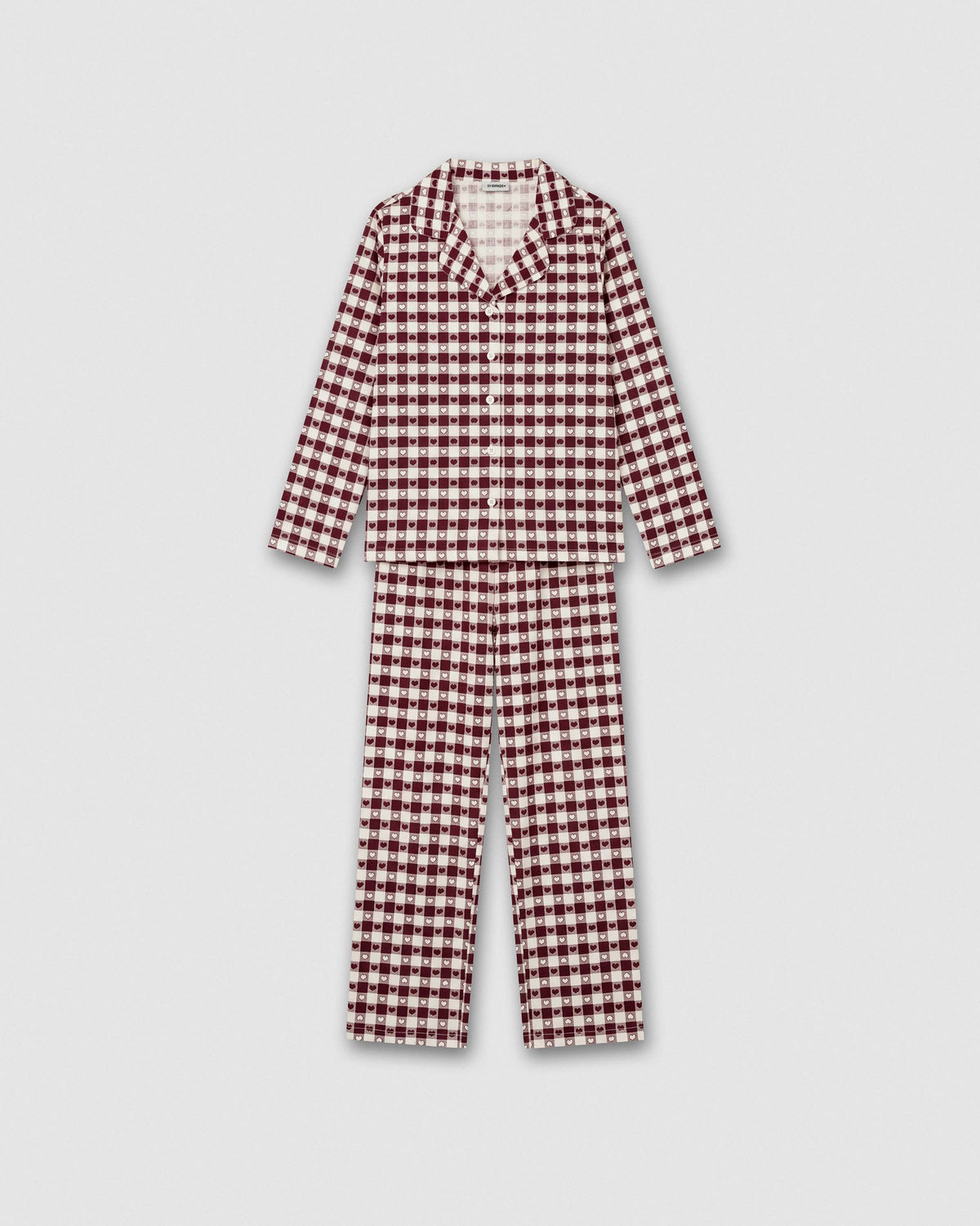 Pijama camisero franela cuadro boston burdeos