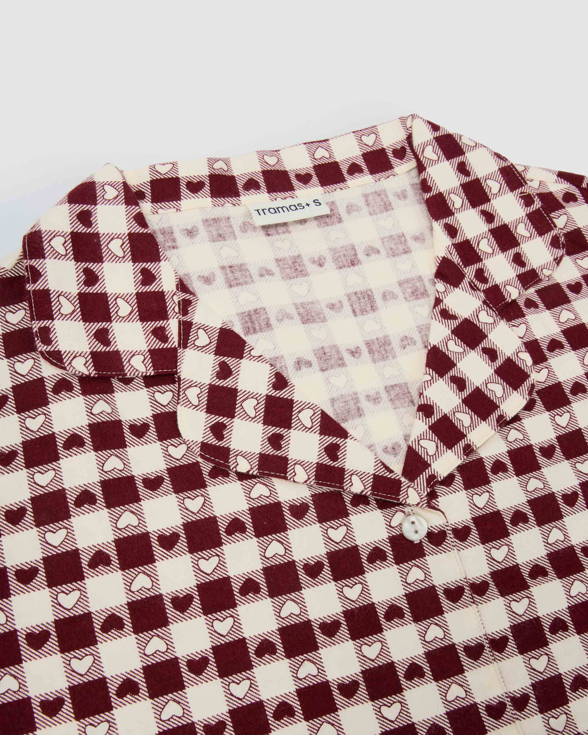 Pijama camisero franela cuadro boston burdeos