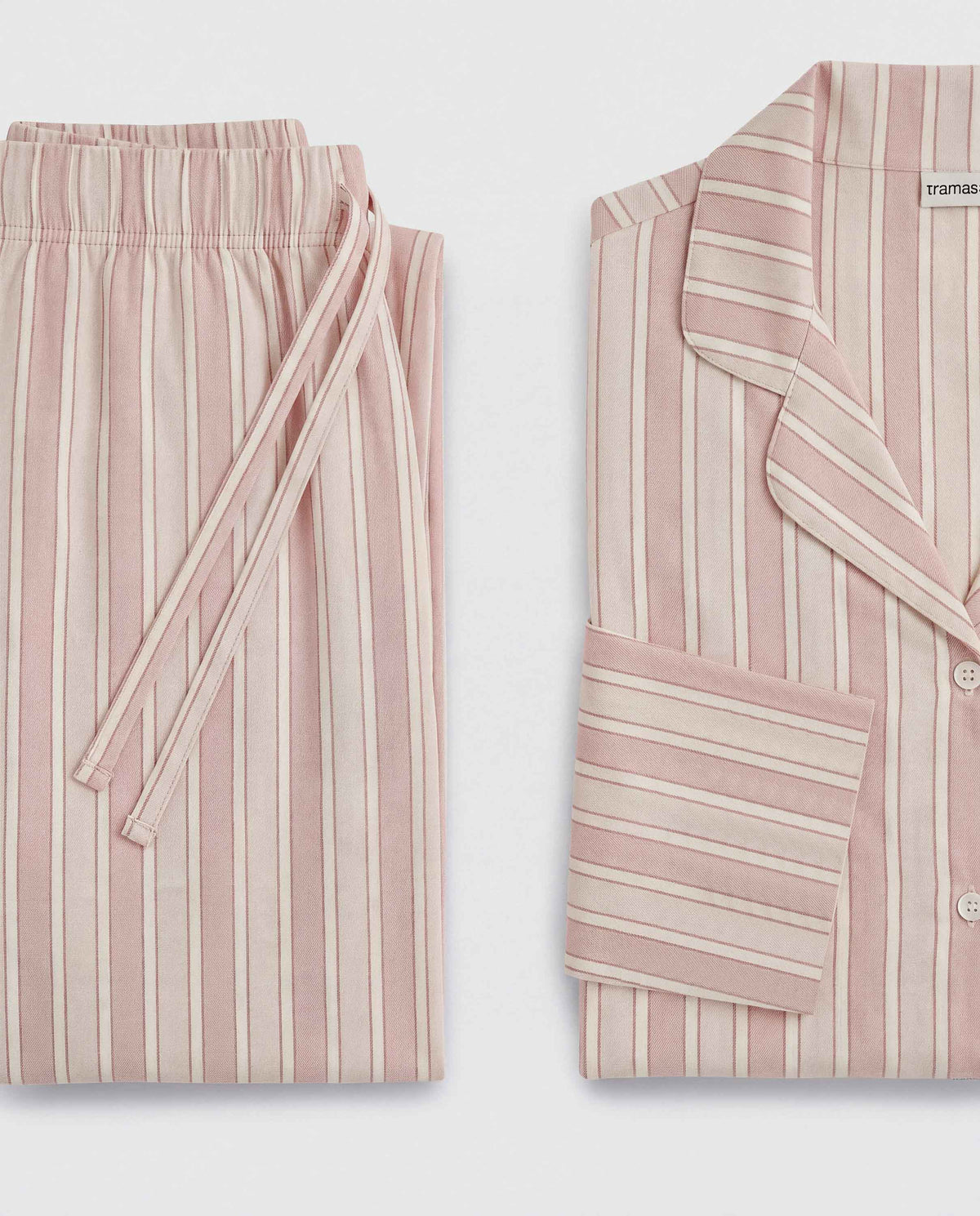 Pijama camisero franela algodón raya ondea rosa