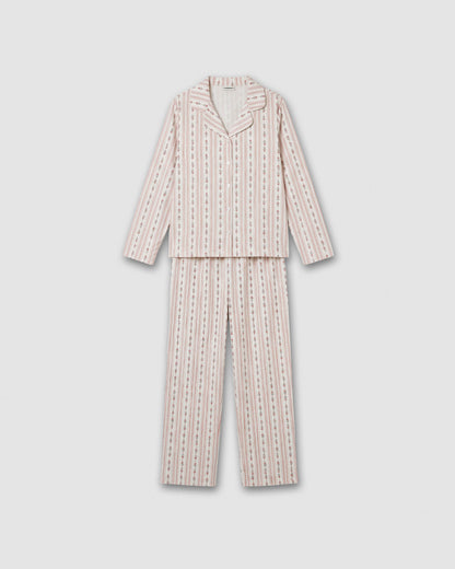 Pijama camisero franela algodón savia rosa
