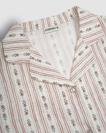 Pijama camisero franela algodón savia rosa