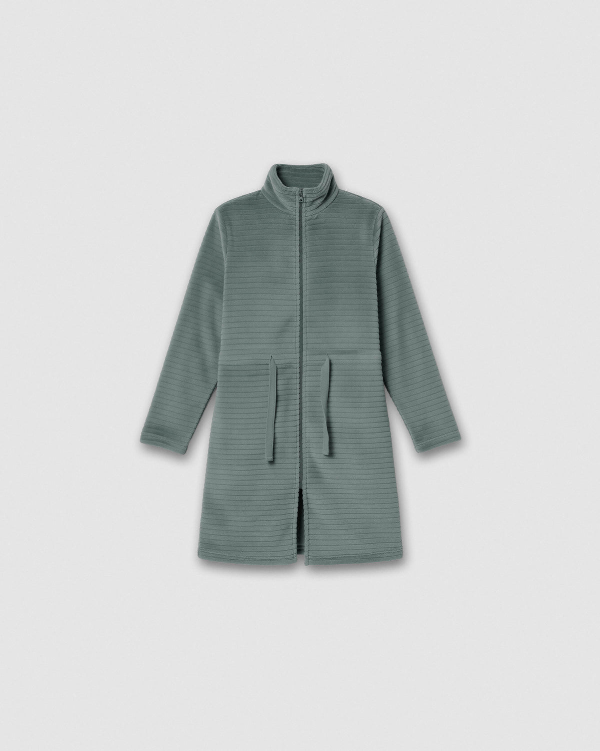 Bata terciopelo raya cremallera verde francés