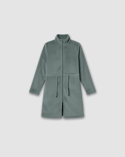 Bata terciopelo raya cremallera verde francés