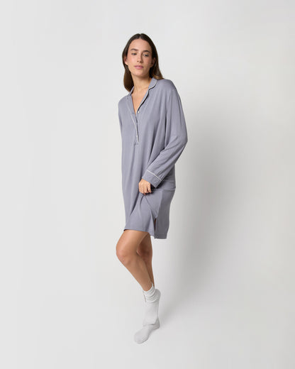Camisón camisero viscosa punto azul índigo