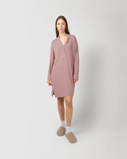 Camisón camisero viscosa punto rosa