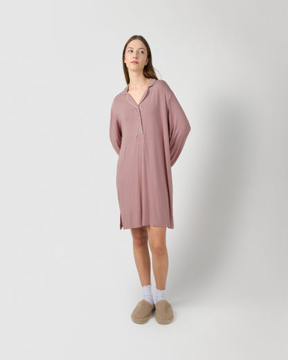 Camisón camisero viscosa punto rosa
