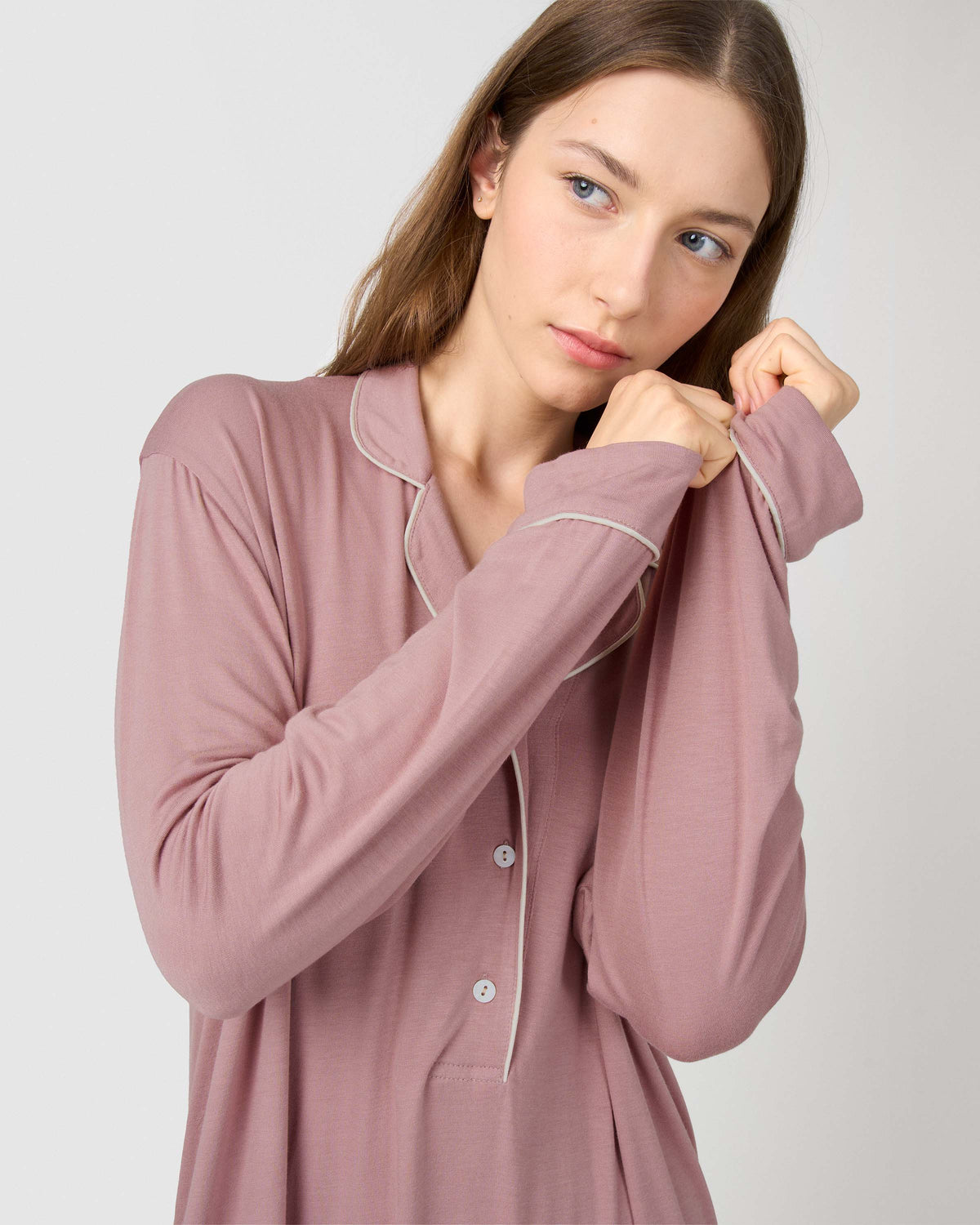 Camisón camisero viscosa punto rosa