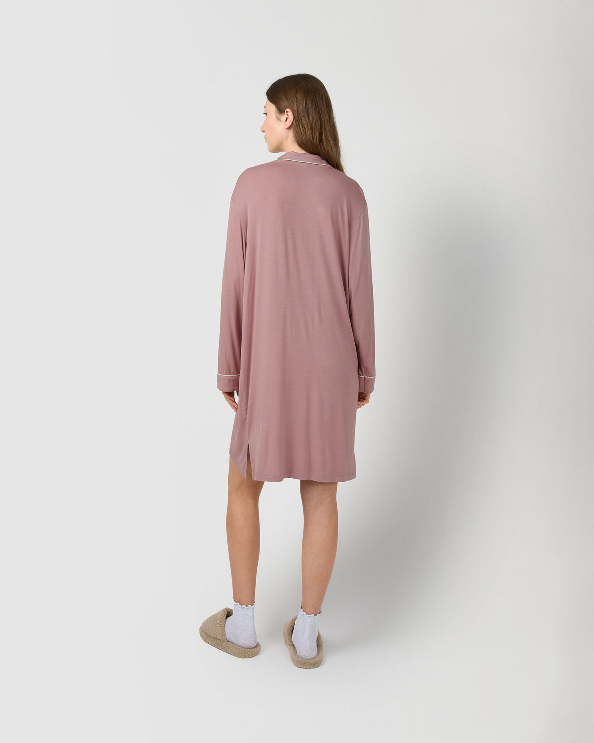 Camisón camisero viscosa punto rosa