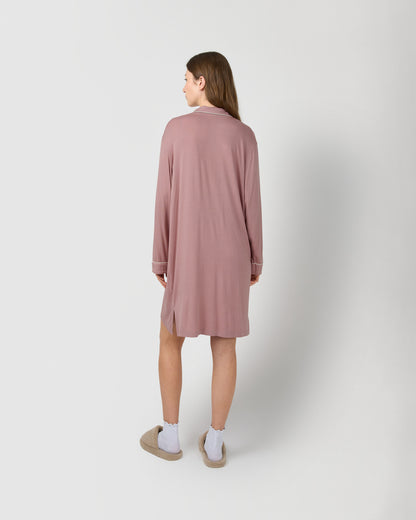 Camisón camisero viscosa punto rosa
