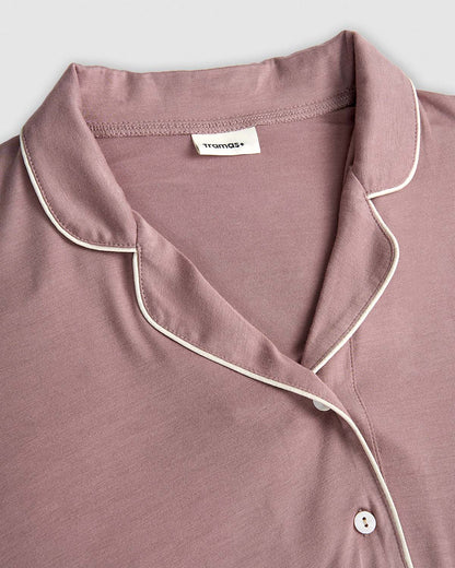 Camisón camisero premamá viscosa punto rosa