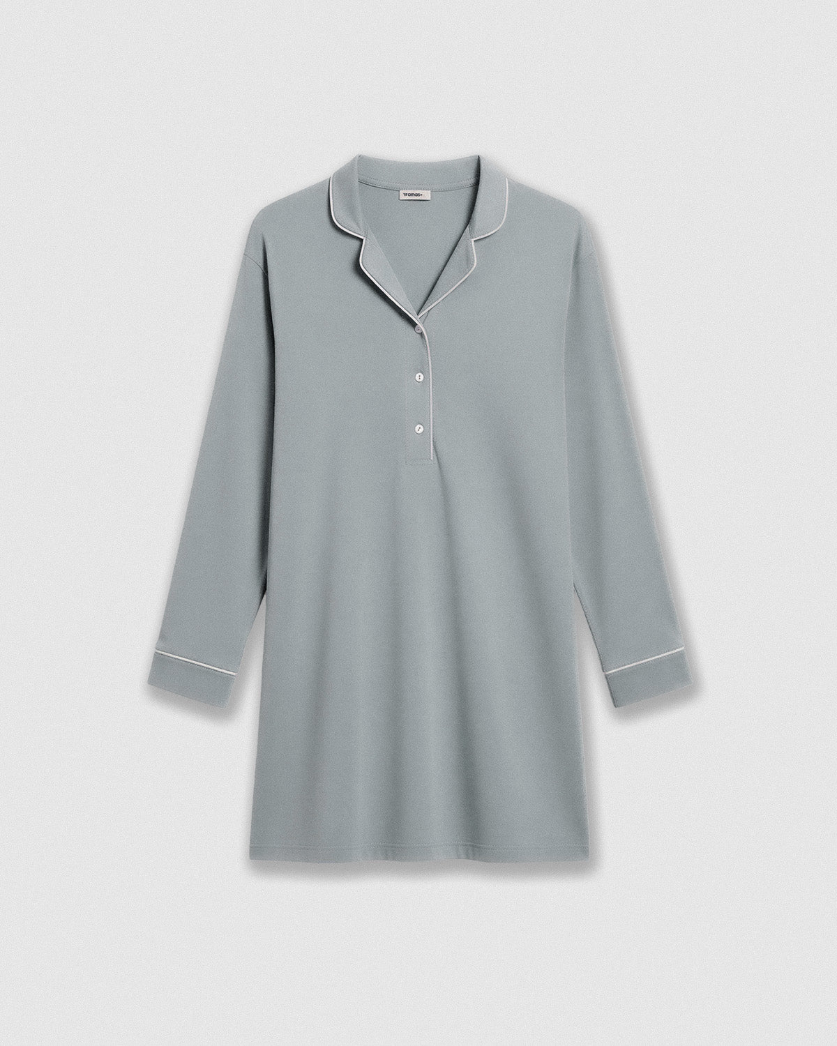 Camisa de dormir tipo camiseira em viscose malha azul água
