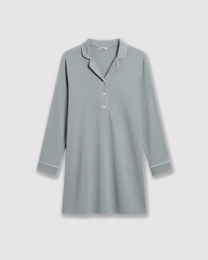 Camisa de dormir tipo camiseira em viscose malha azul água