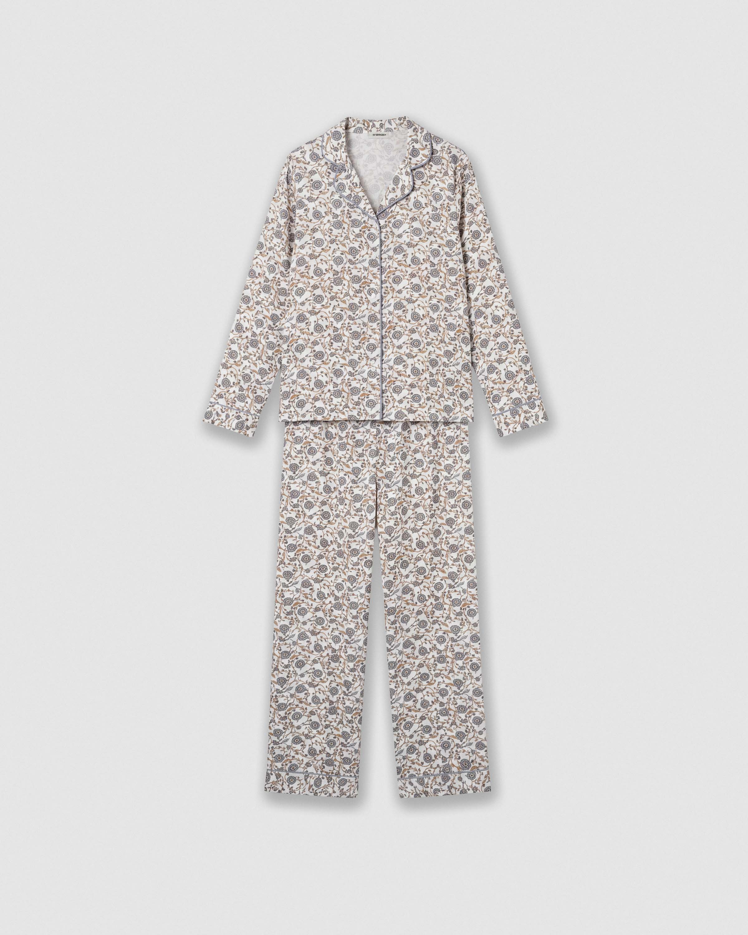 Pijama largo camisero viscosa classic azul grisáceo