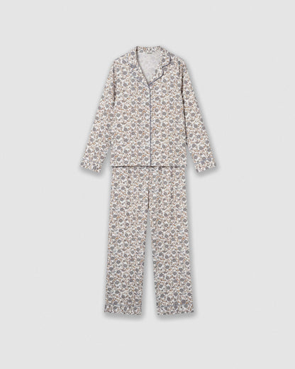 Pijama largo camisero viscosa classic azul grisáceo