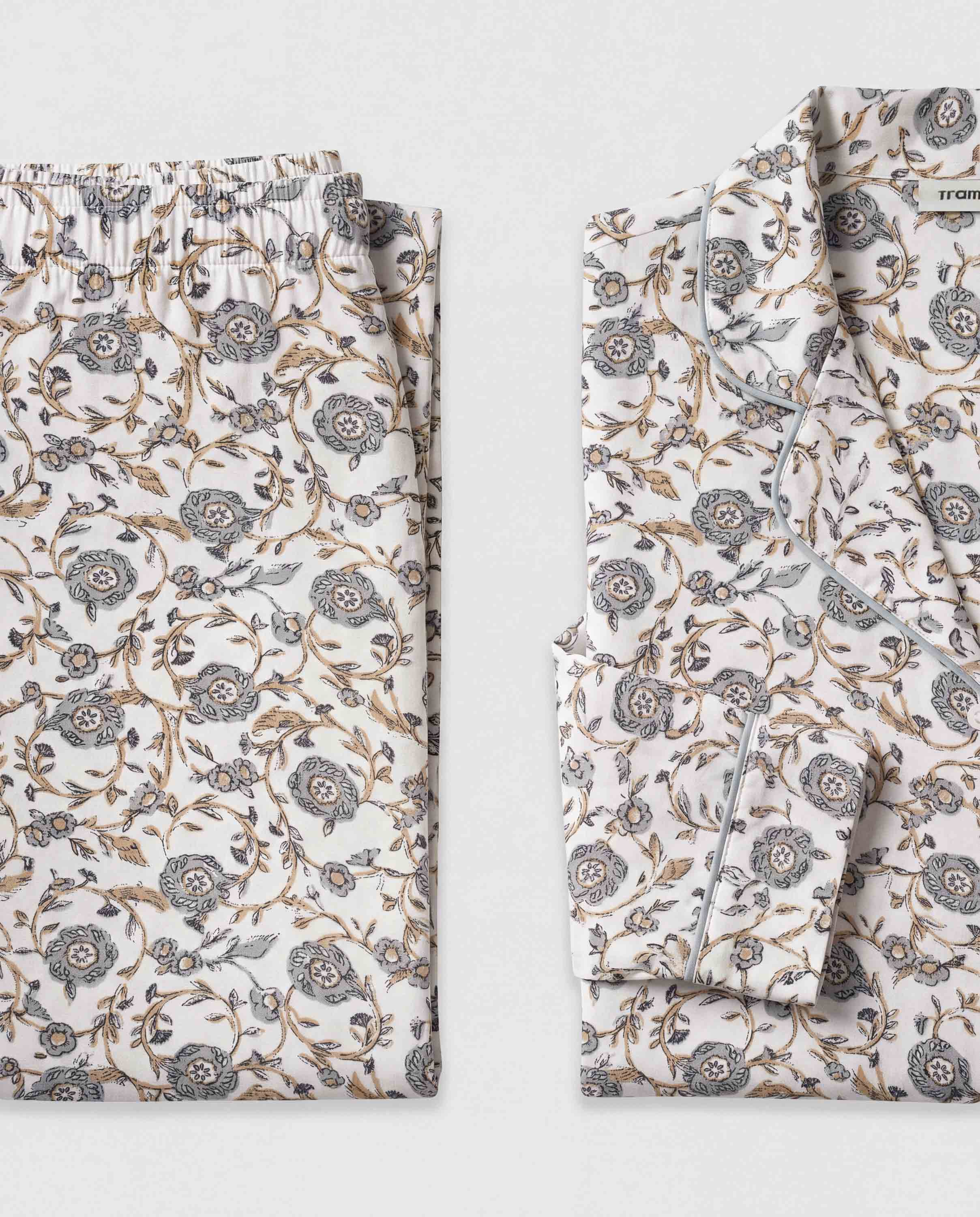 Pijama largo camisero viscosa classic azul grisáceo