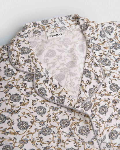 Pijama largo camisero viscosa classic azul grisáceo