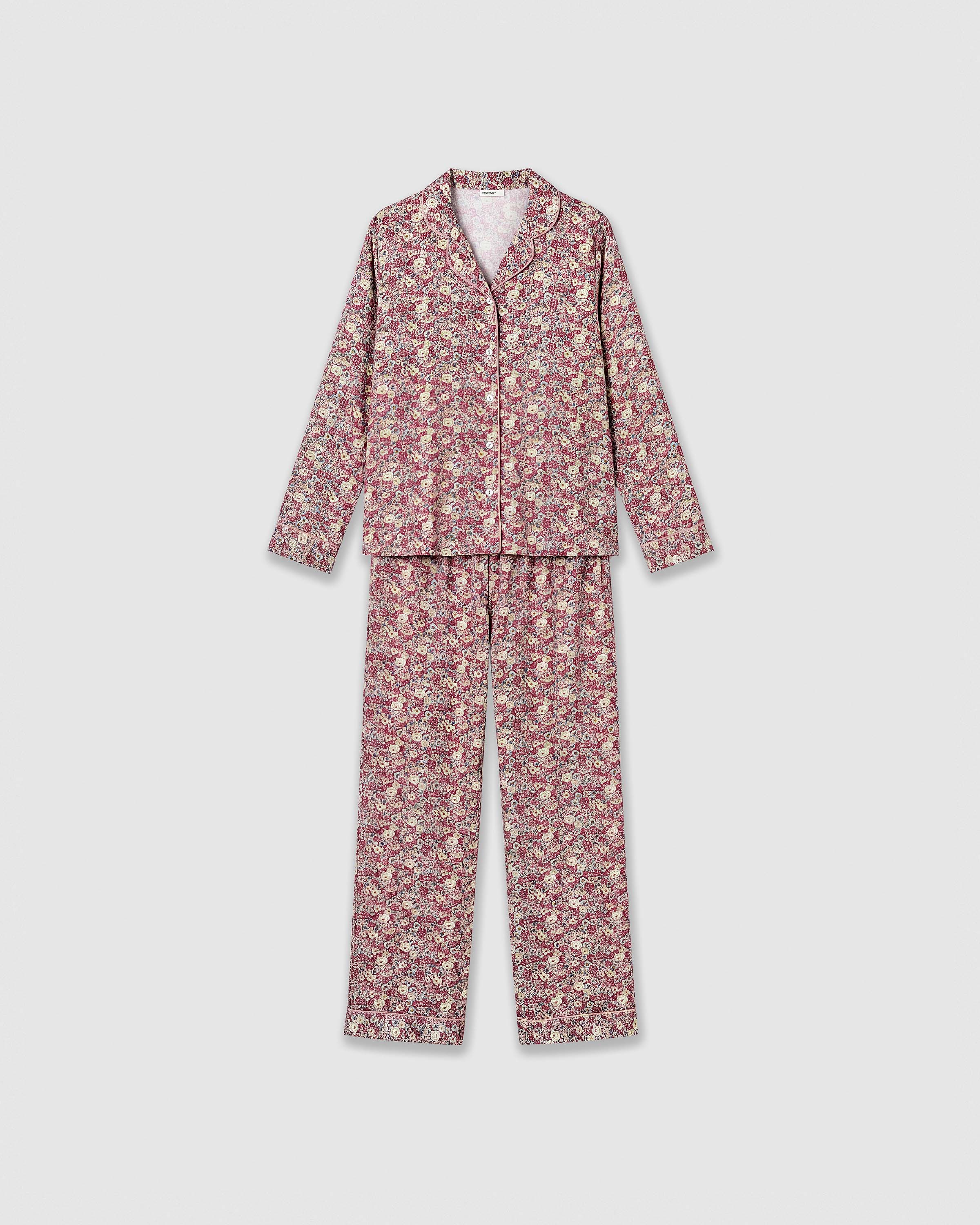 Pijama largo camisero viscosa nuts malva rosa
