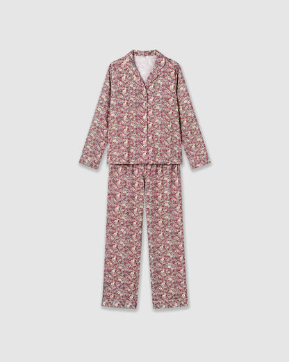 Pijama largo camisero viscosa nuts malva rosa