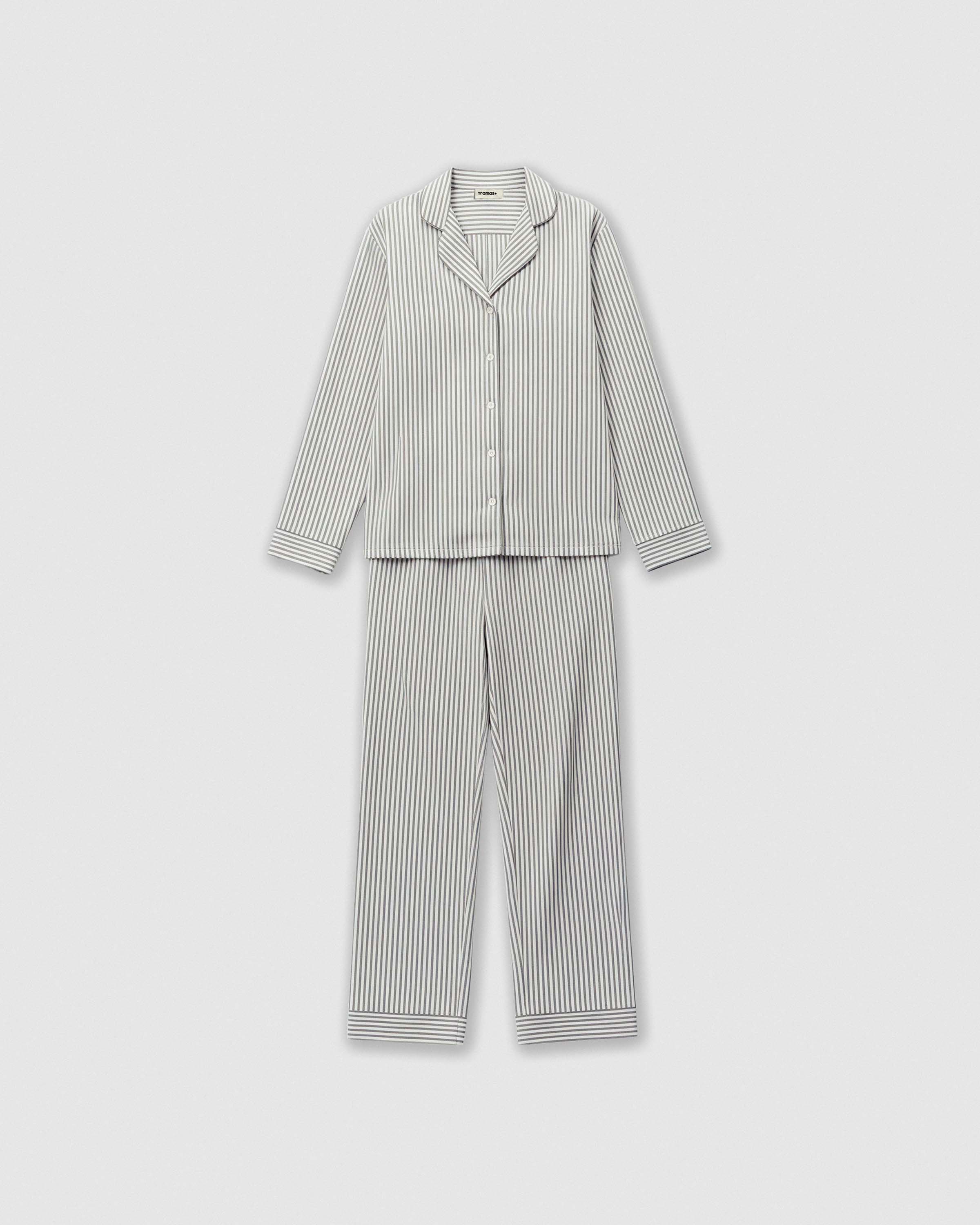 Pijama largo camisero viscosa raya kodac verde keike