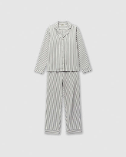 Pijama largo camisero viscosa raya kodac verde keike