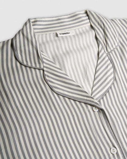 Pijama largo camisero viscosa raya kodac verde keike