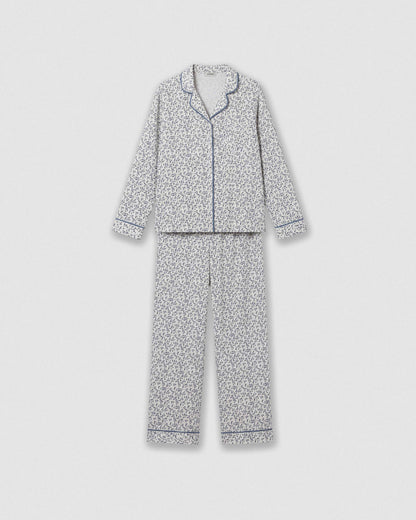 Pijama largo camisero viscosa canale azul verdoso