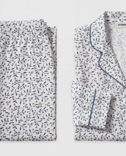 Pijama largo camisero viscosa canale azul verdoso