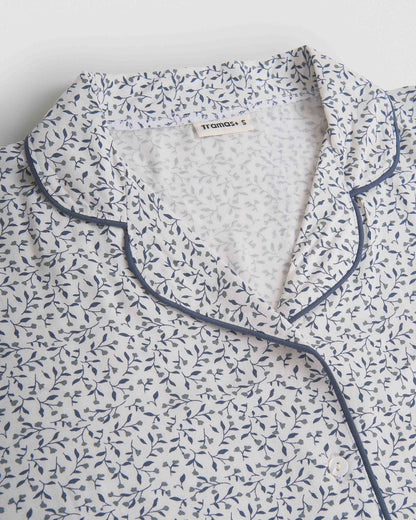 Pijama largo camisero viscosa canale azul verdoso
