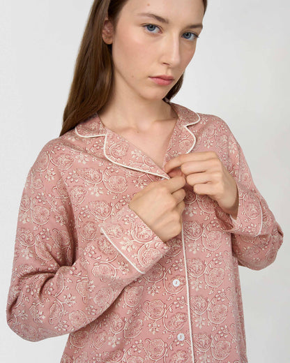 Pijama largo camisero viscosa eclat rosa
