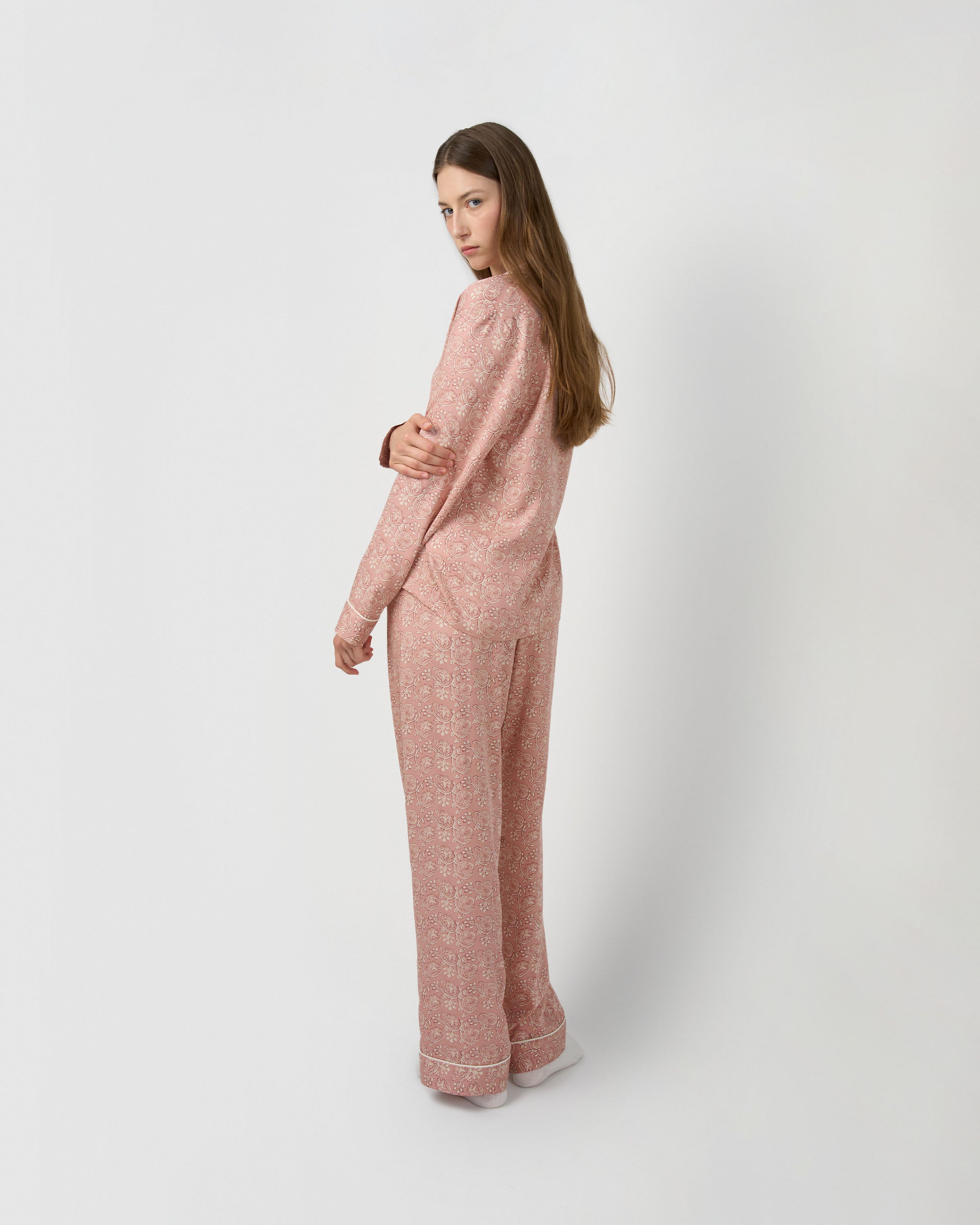 Pijama largo camisero viscosa eclat rosa