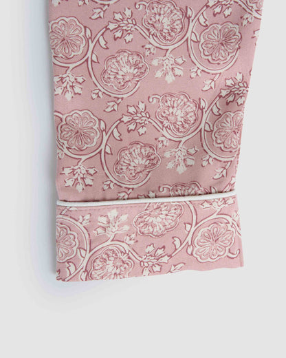 Pigiama lungo a camicia in viscosa eclat rosa