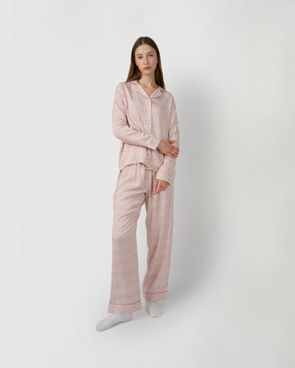 Pijama largo camisero viscosa michelle rosa