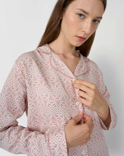 Pijama largo camisero viscosa michelle rosa
