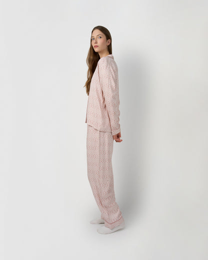 Pijama largo camisero viscosa michelle rosa