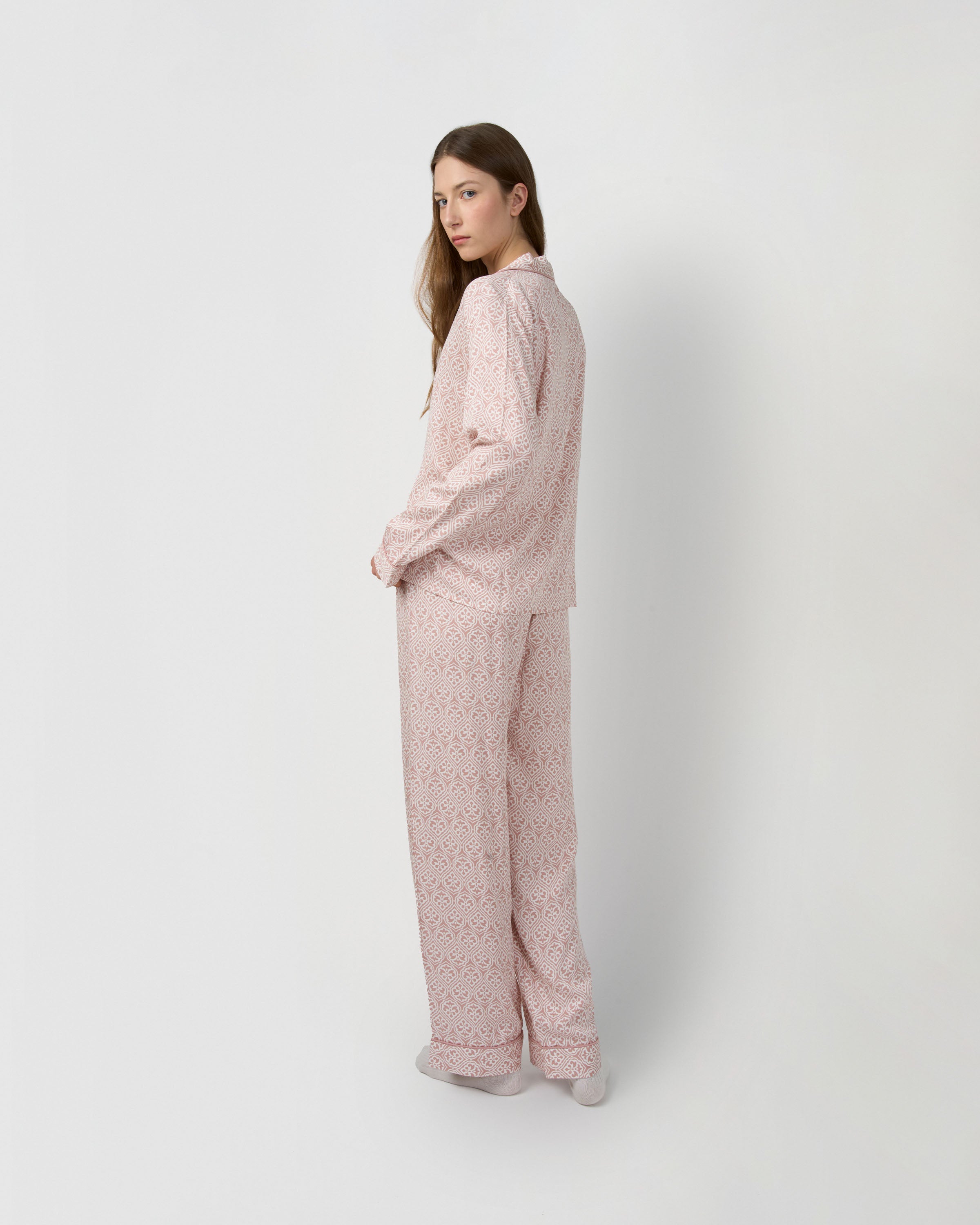 Pijama largo camisero viscosa michelle rosa