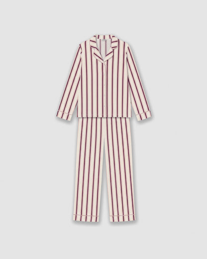 Pigiama lungo a camicia in viscosa a righe talu rosa