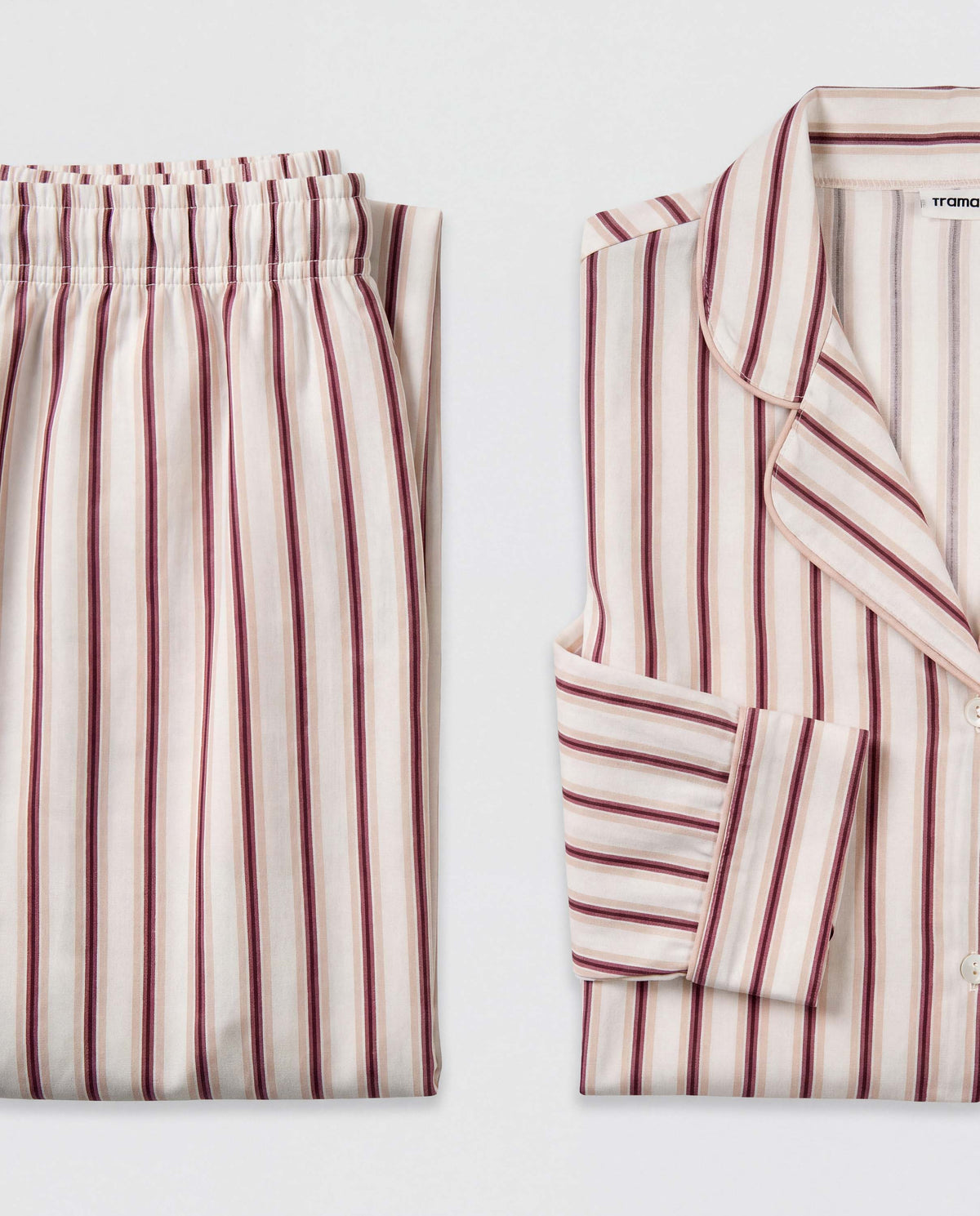 Pigiama lungo a camicia in viscosa a righe talu rosa
