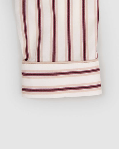Pigiama lungo a camicia in viscosa a righe talu rosa