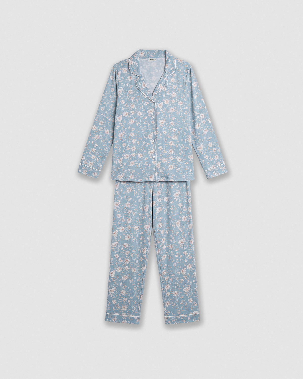 Pijama largo camisero viscosa rich azul verdoso
