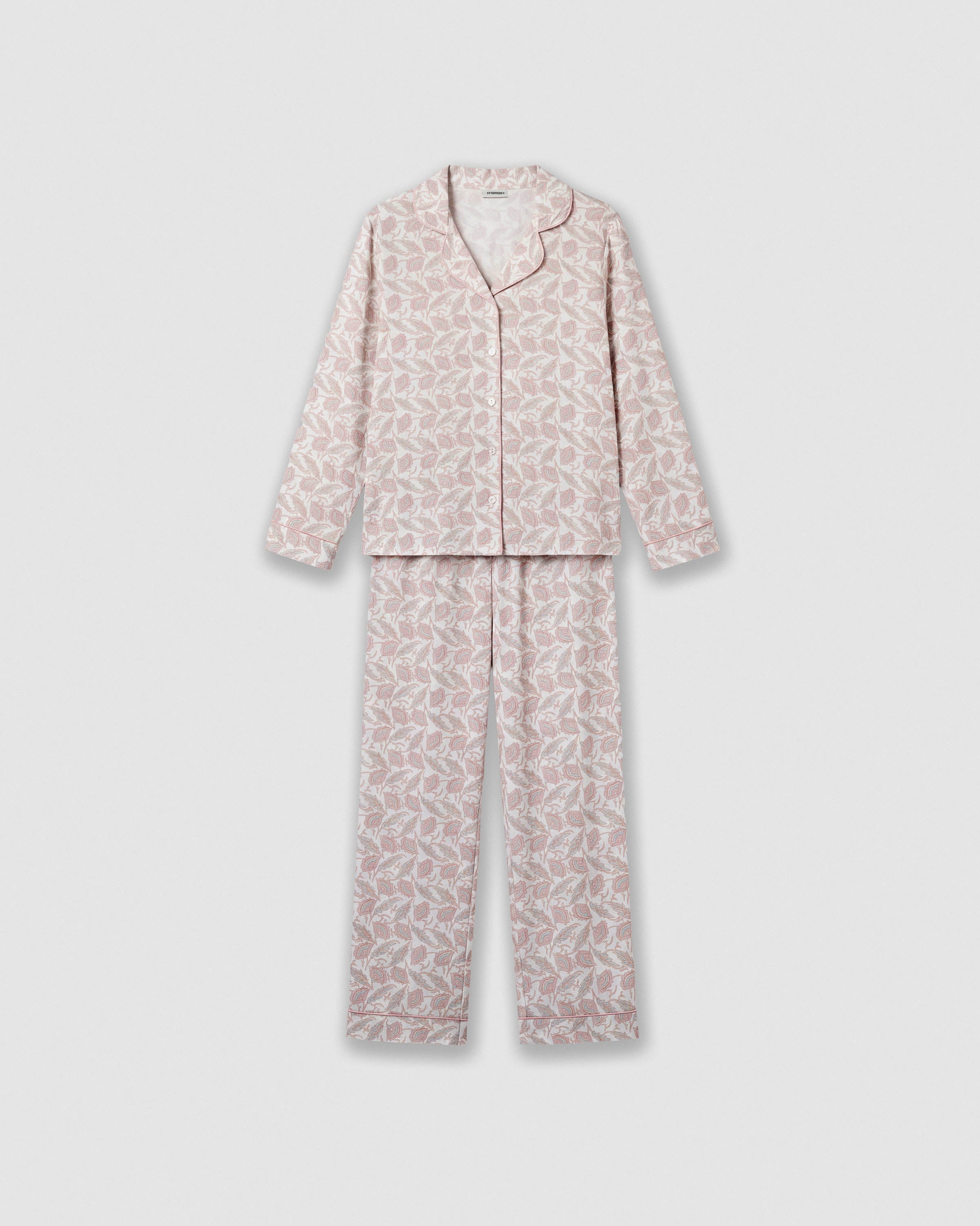Pijama largo camisero viscosa solta rosa