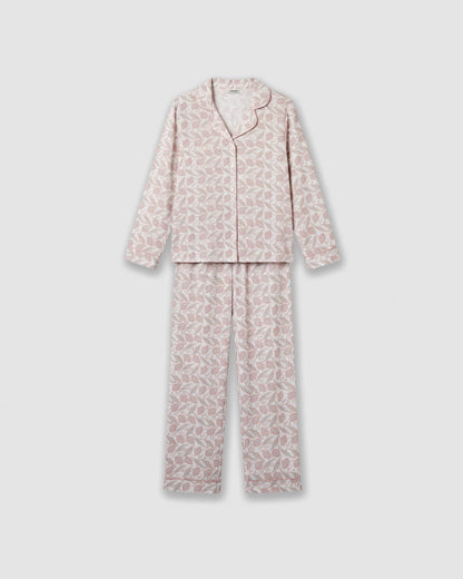 Pijama largo camisero viscosa solta rosa